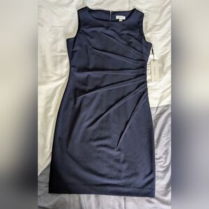 Calvin Klein Elegant Navy Blue Sleeveless Dress